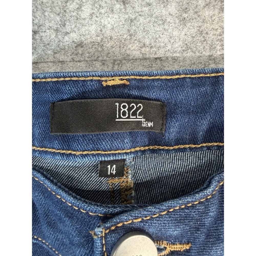 1822 Denim Taylor Women's Jeans Size 14 Cuffed Raw Hem Stretch Dark Wash - Picture 3 of 11